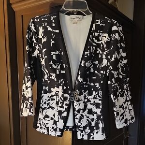 Joseph Abstract Black and White Blazer